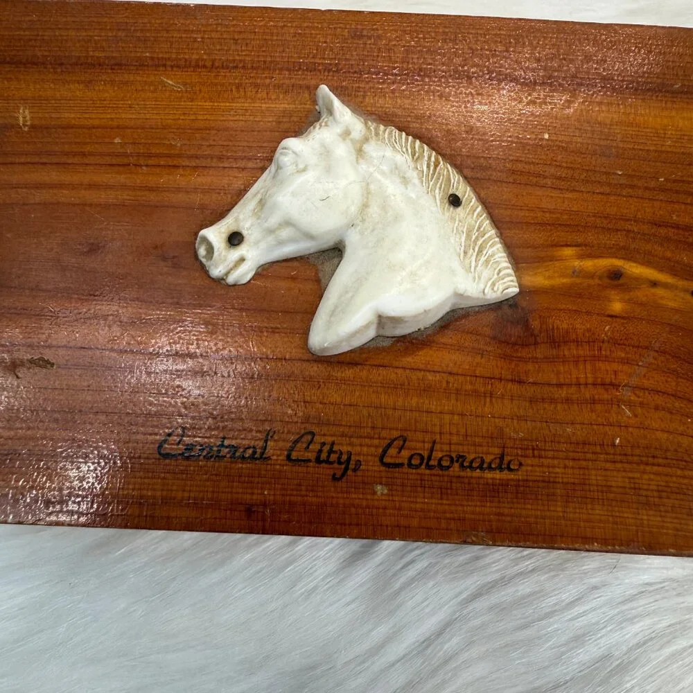 Vintage Central City, Colorado Wooden Box w/ Horse Made in USA